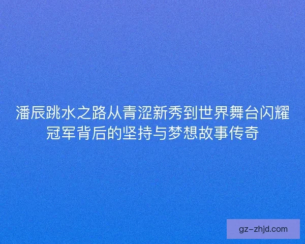 潘辰跳水之路从青涩新秀到世界舞台闪耀冠军背后的坚持与梦想故事传奇