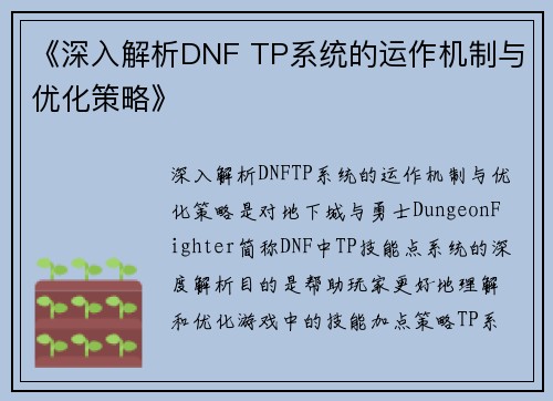 《深入解析DNF TP系统的运作机制与优化策略》